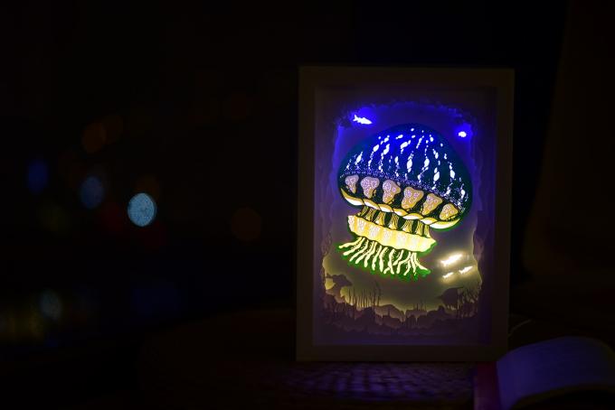 小売りの表示はPapercutによってバックライトを当てられるランプの紫禁城夜眺めを支えます