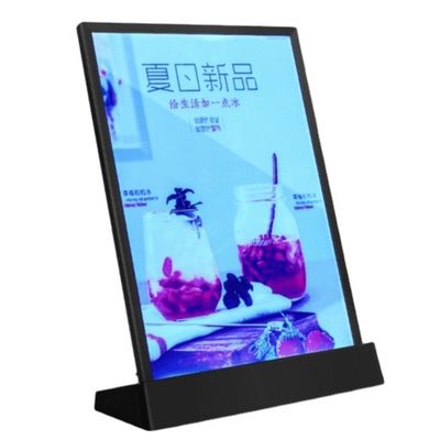 品質  A4 Size LED Menu Stand Countertop Acrylic Holder Display With 7 Colors 工場